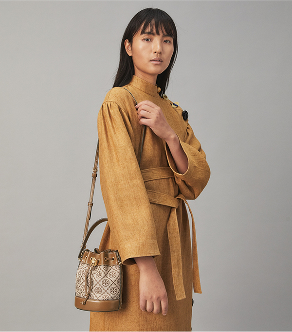 Tory Burch T Monogram 緹花水桶包 迷你 Tory Burch T Monogram 緹花水桶包