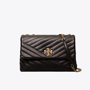 Tory Burch Kira Chevron 小香風 鏈條單肩斜跨包 大號 黑色