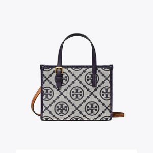Tory Burch T Monogram 迷你方形托特包 單肩斜挎包 海軍藍