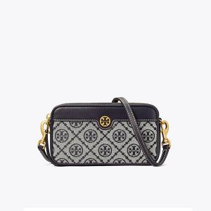 Tory Burch Leather 緹花雙拉鏈迷你單肩包 斜挎包