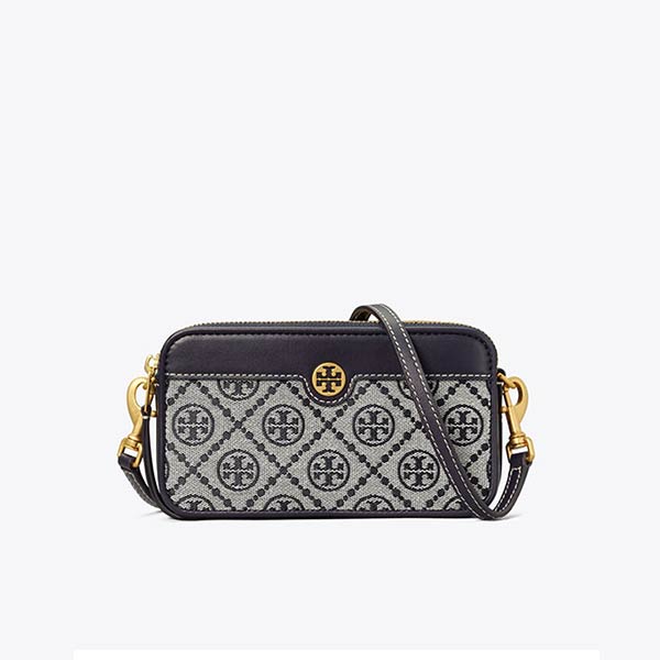 Tory Burch Leather 緹花雙拉鏈迷你單肩包 Tory Burch Leather 緹花雙拉鏈迷你單肩包