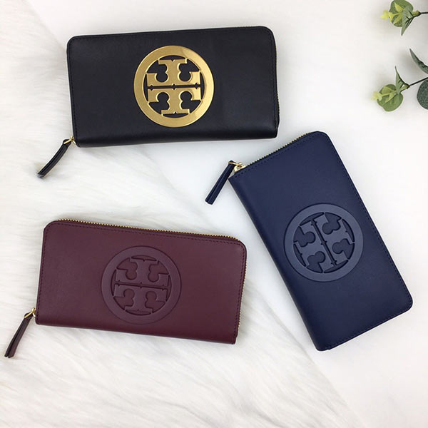 Tory Burch Charlie 雙T LOGO牛皮拉鍊長夾 Tory Burch Charlie 雙T LOGO牛皮拉鍊長夾