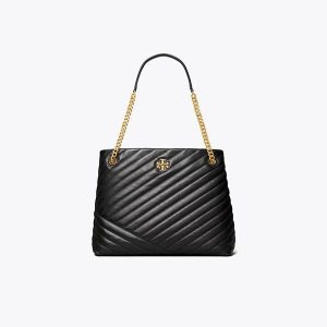 Tory Burch TB Kira系列羊皮手提單肩包 黑色/灰色