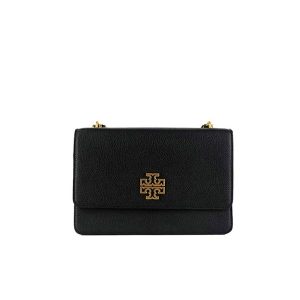 Tory Burch TB Britten 皮革鏈條單肩斜挎包 小號【黑色/棕色】