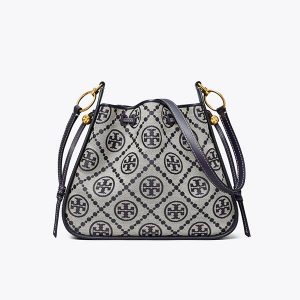 Tory Burch T Monogram 提花鐘形包 單肩斜挎包 海軍藍