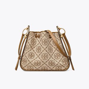 Tory Burch T Monogram 提花鐘形包 單肩斜背包 榛子棕